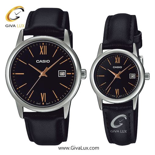 ساعت مچی اورجینال ست کاسیو Casio نقره ای | مشکی| مشکی| کد رفرنس زنانه: LTP-V002L-1B3UDF، مردانه: MTP-V002L-1B3UDF